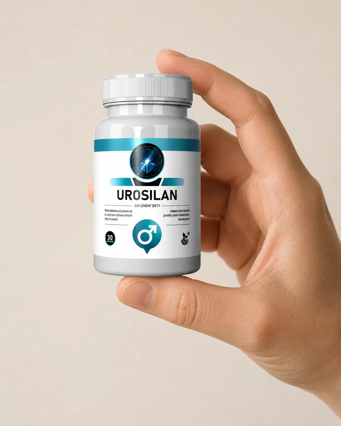 Urosilan — opakowanie w dłoni