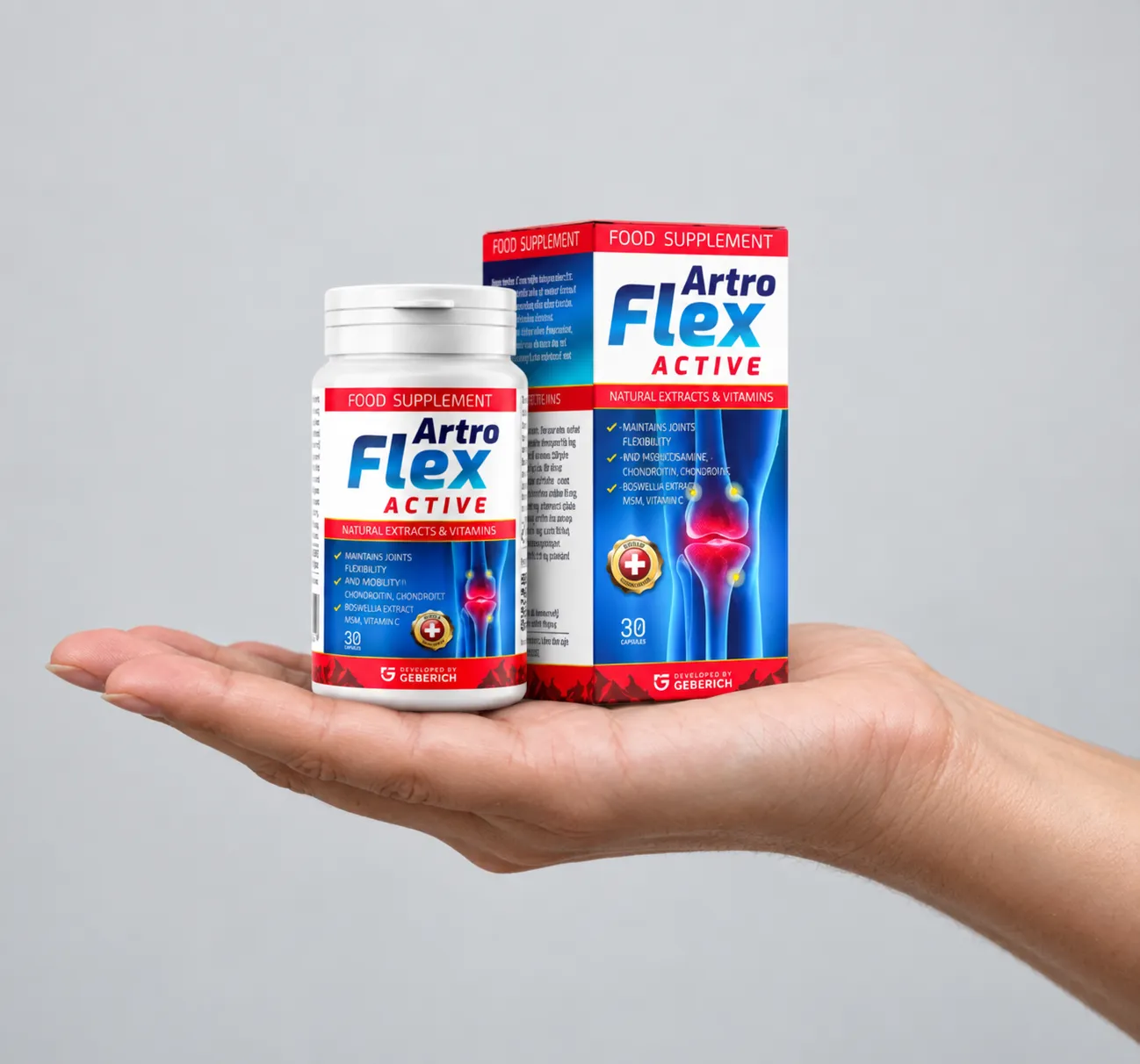 Artroflex Active — opakowanie w dłoni