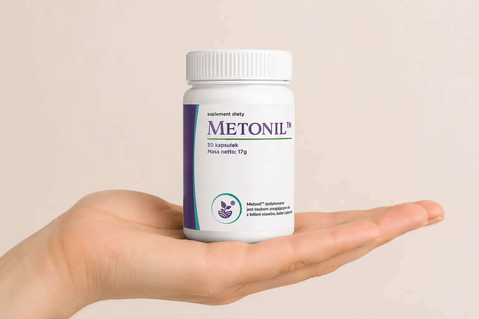 Metonil — opakowanie w dłoni